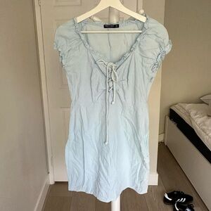 NWOT Nasty Gal - lace up mini dress in baby blue - 8